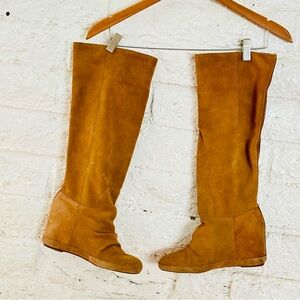 Women's Fashion Suede Leather Pointy Toe Hidden Wedge Slouchy Boots Shoes 7.5